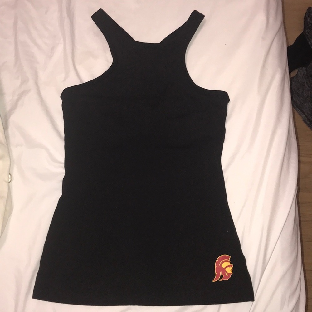 Beyond Yoga Black Tank Top with Red and Yellow Logo